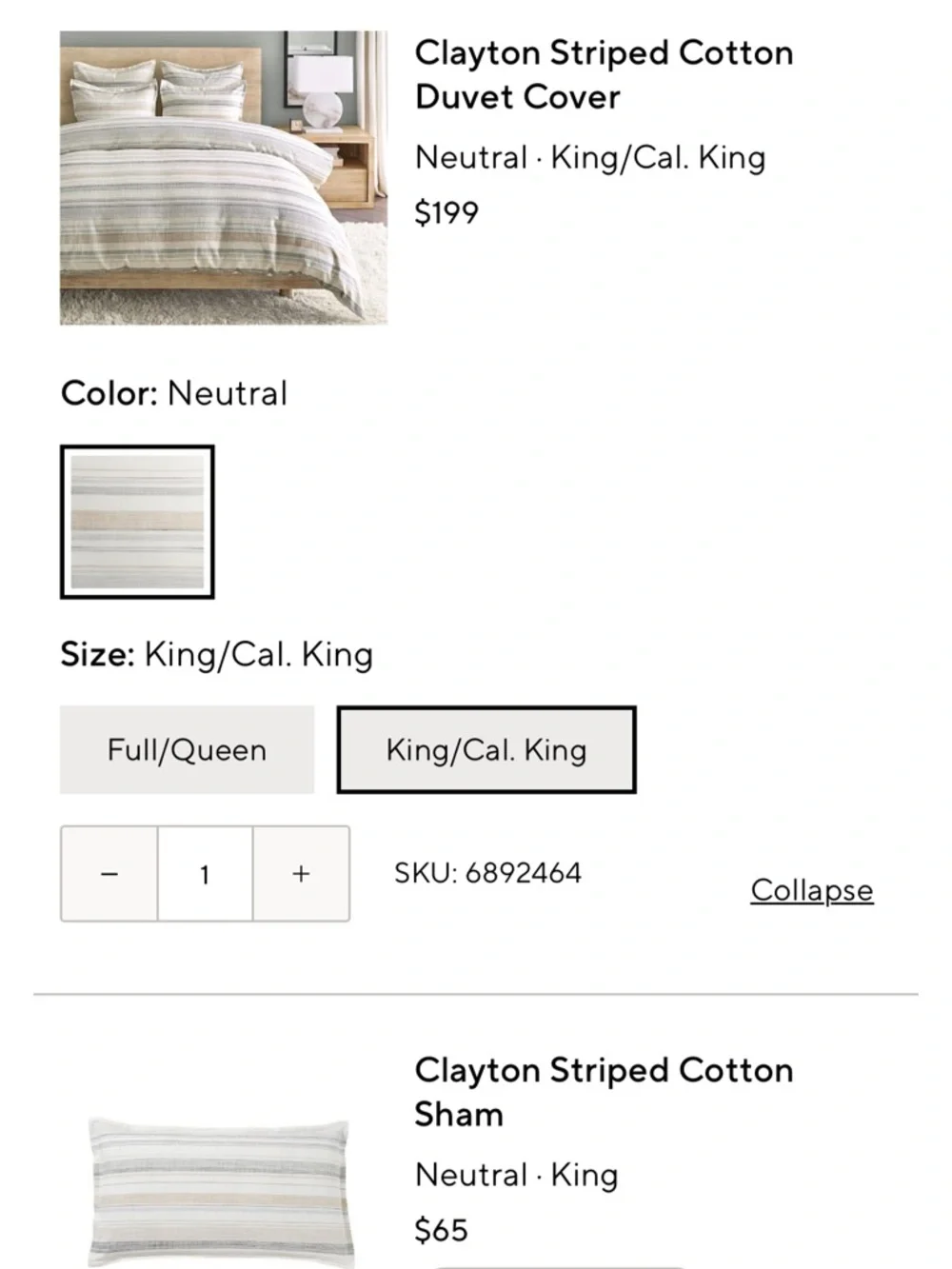Pottery Barn Clayton Striped Duvet Cover & Matching Shams - Picture 10 of 10
